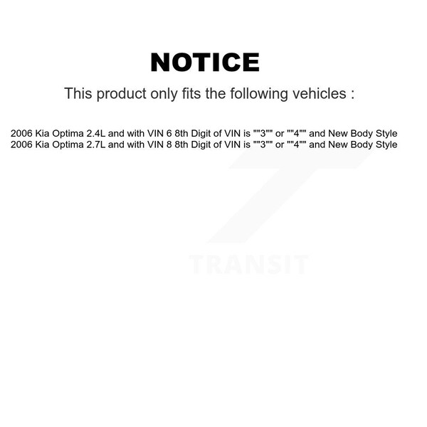 Front Strut TOR Link Kit For Kia Optima 8th Digit Of VIN Is 3 Or 4 New Body Style